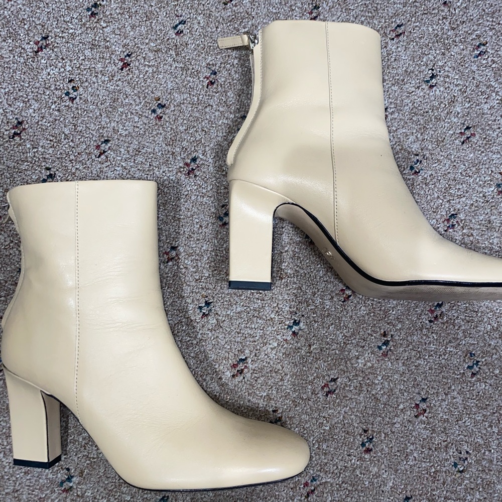 Zara cream leather booties